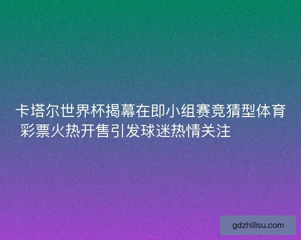 卡塔尔世界杯揭幕在即小组赛竞猜型体育彩票火热开售引发球迷热情关注 ⚽️🔥