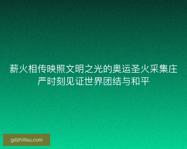 薪火相传映照文明之光的奥运圣火采集庄严时刻见证世界团结与和平
